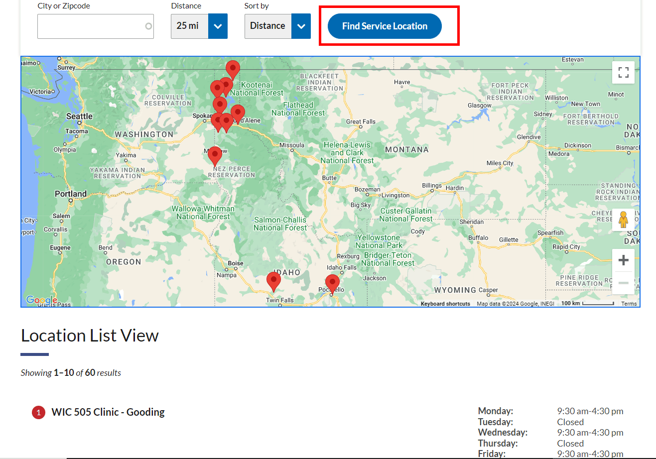 Find Clinic Office WIC Idaho