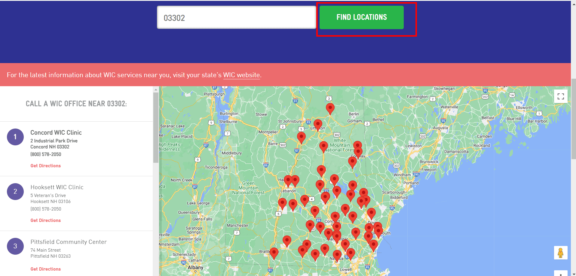 Find WIC NH Clinic 