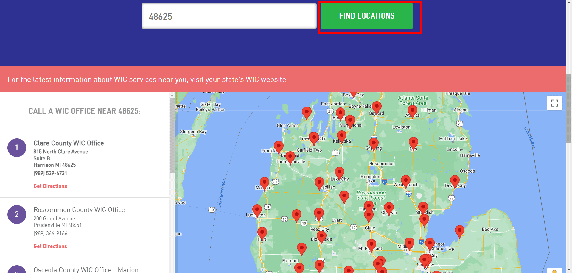 Locate Michigan WIC Office