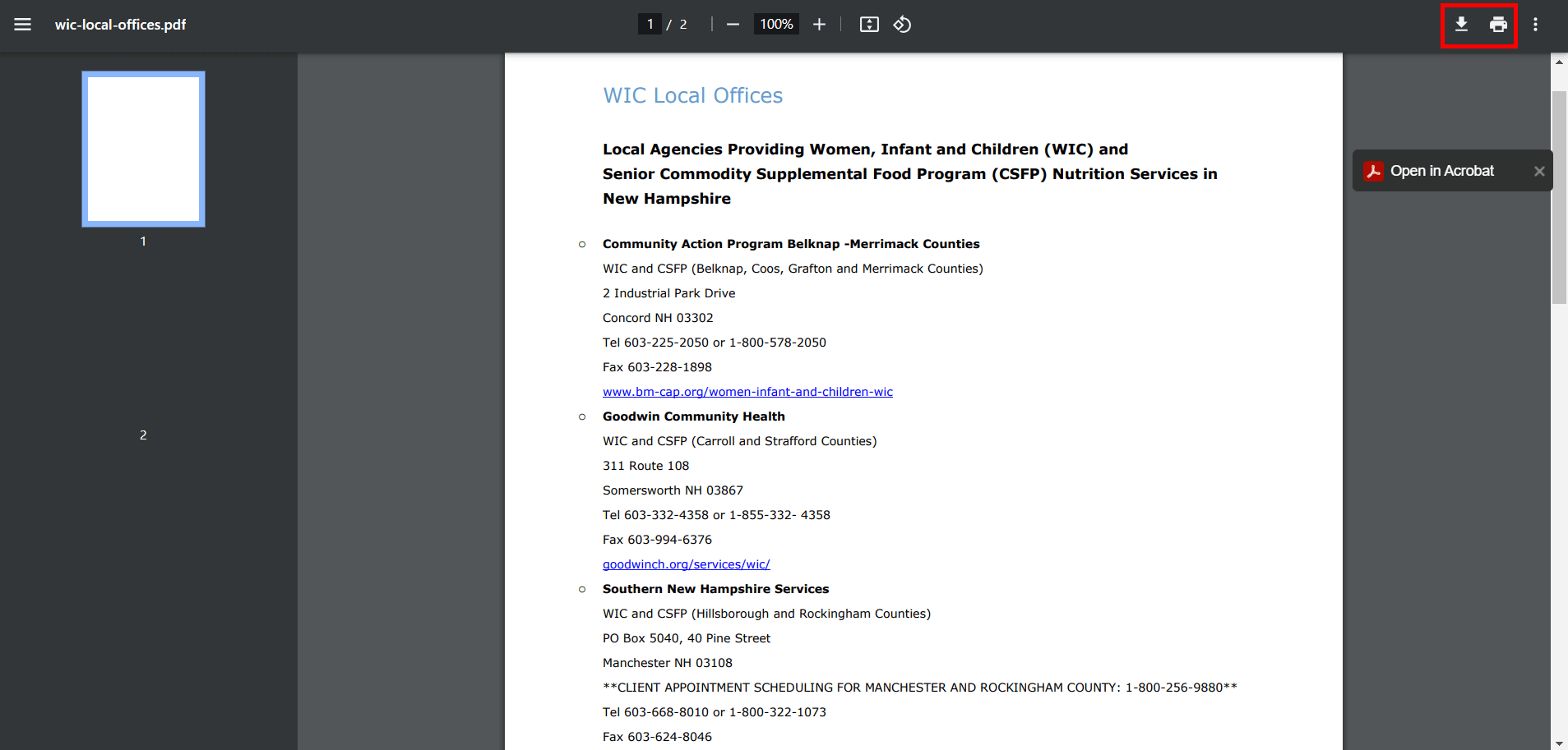 New Hampshire WIC Offices List