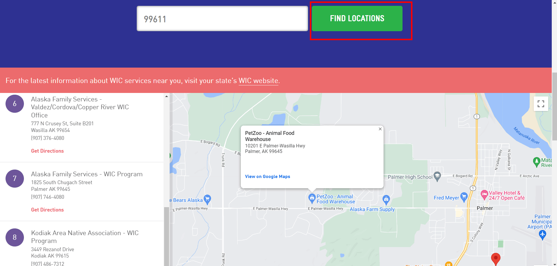 WIC Alaska Office Locator