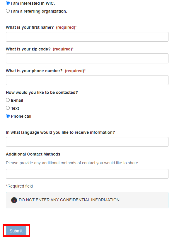 APPLY FOR OR WIC ONLINE FORM