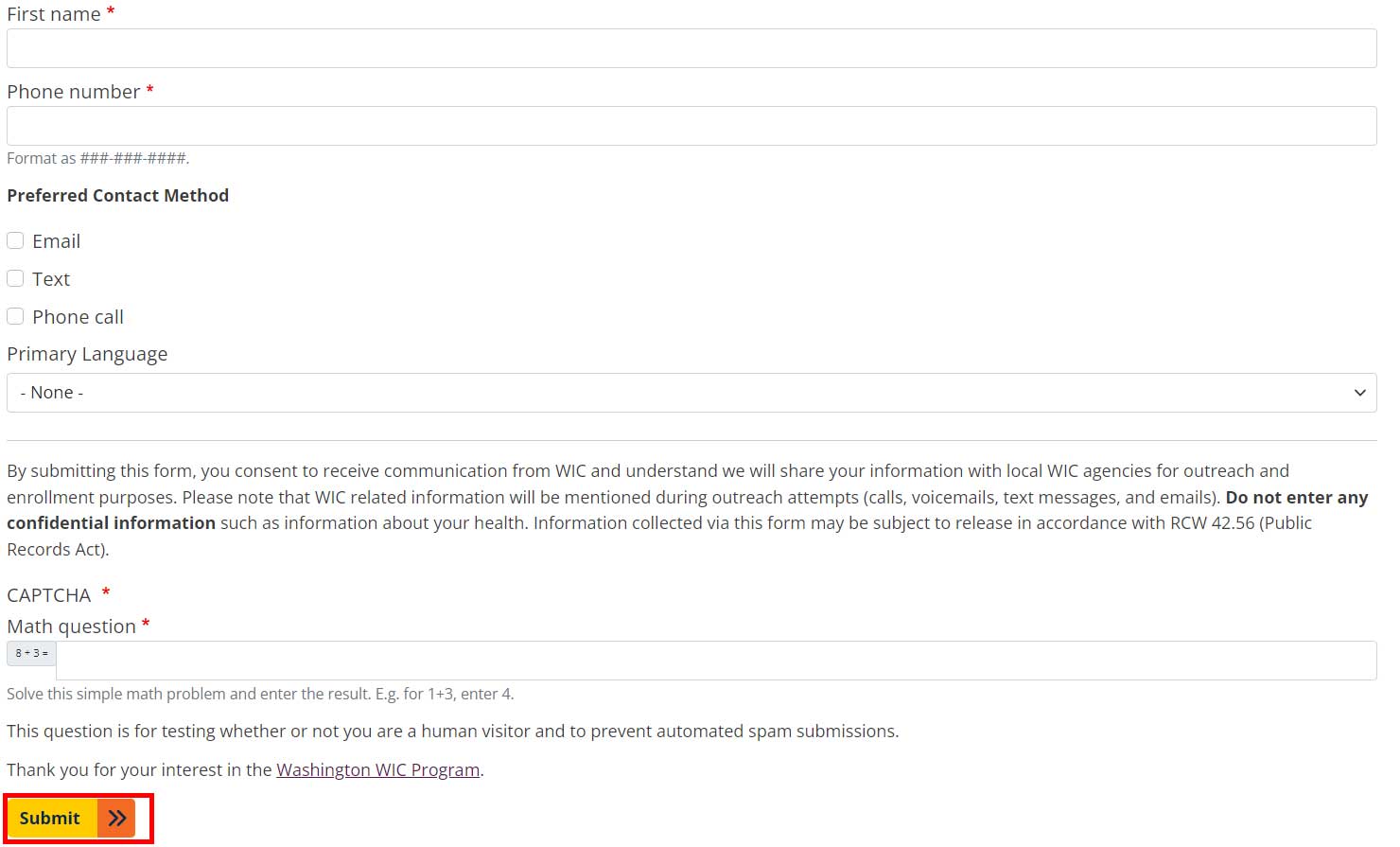 Apply for Appointment WA WIC Online