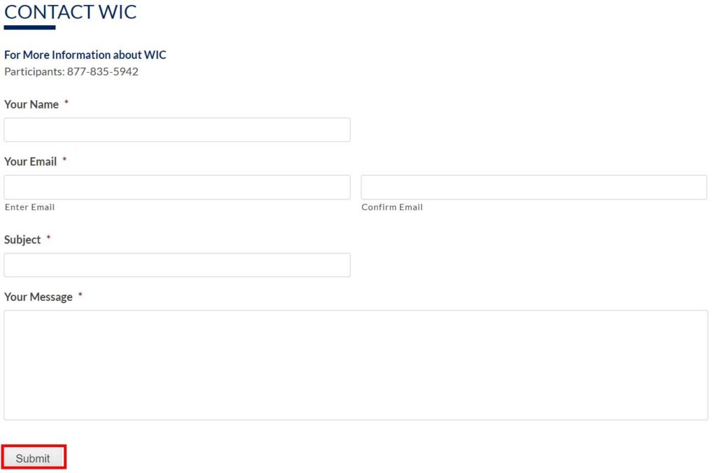 CONTACT WITH VA WIC ONLINE