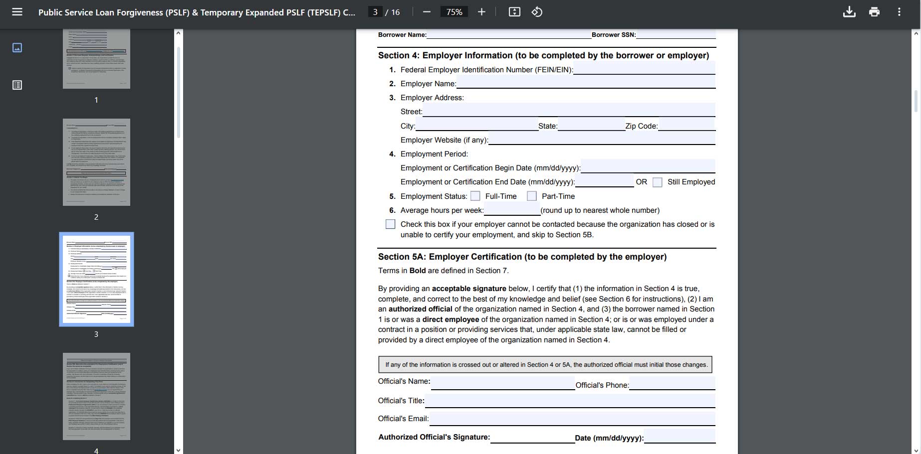 Public Service Loan Forgiveness apply form