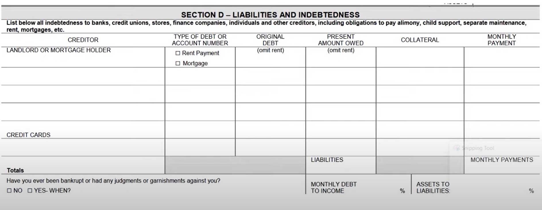 Personal Loan Traditional Bank Application Form