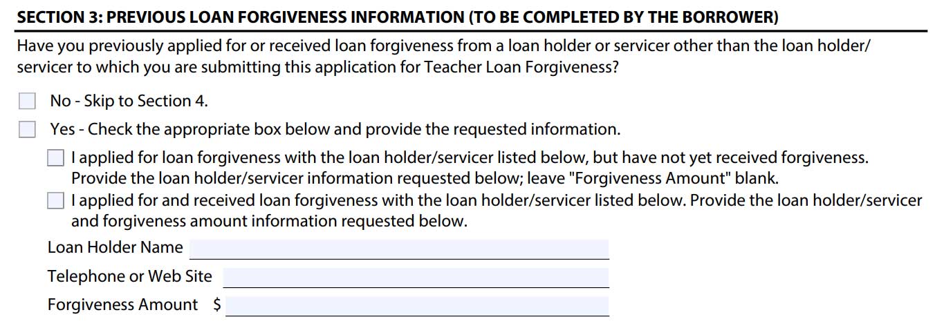 Teacher Loan Forgiveness Application Form